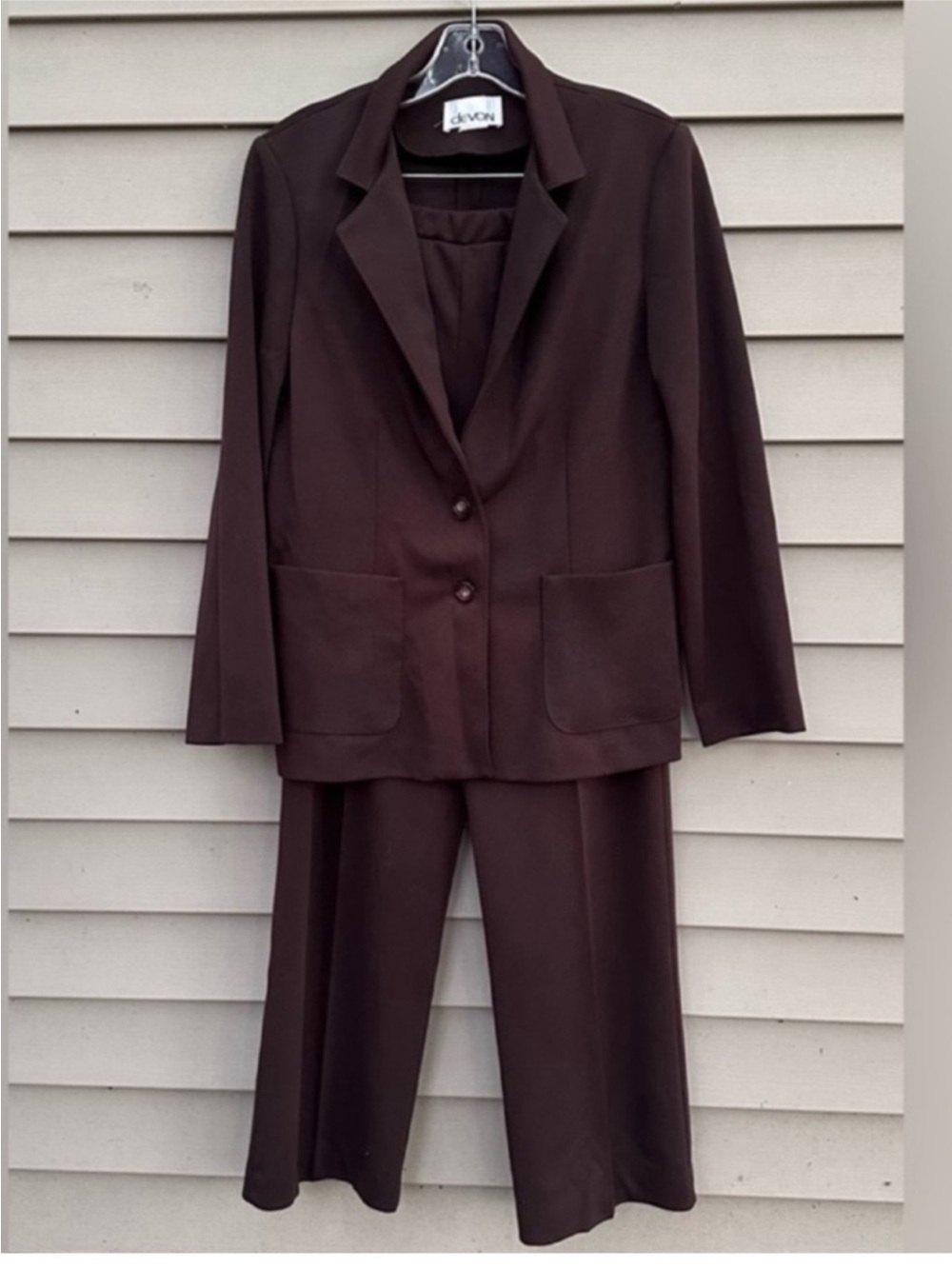 Vintage leisure suit polyester brown women’s blazer jacket pants suit
